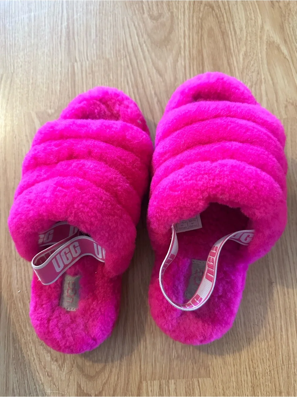 UGG Fluff Slide - Hot Pink Plush Slingback Slippers